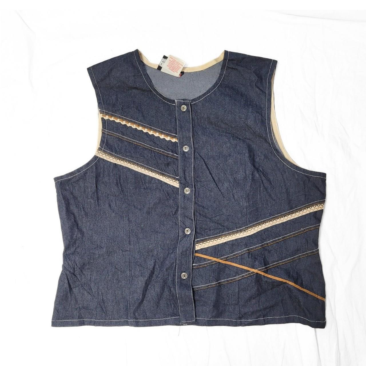 Vintage 90s Navy Blue Denim Button Up Vest / Waistcoat
