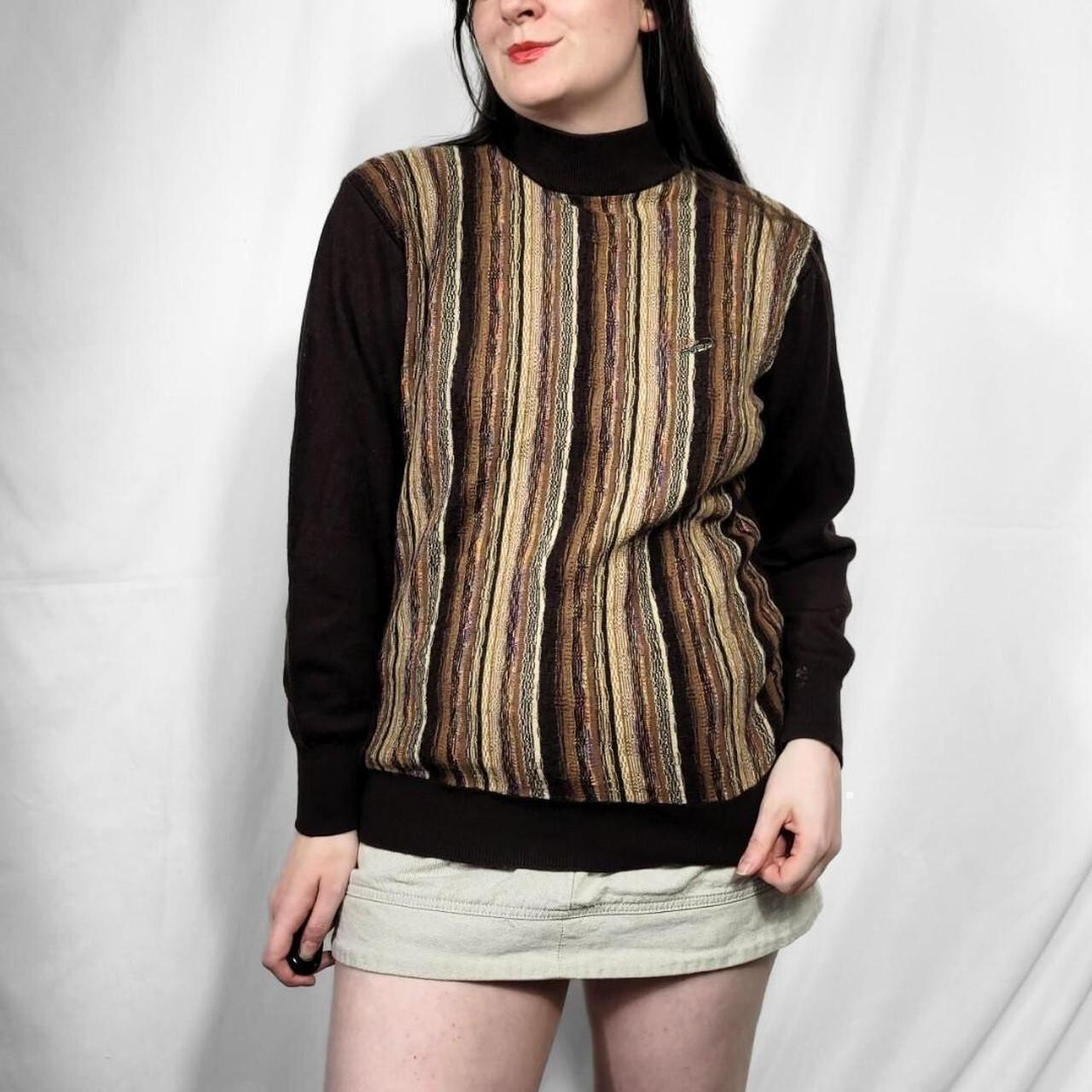 Vintage 80s Brown Stripe Knit Jumper