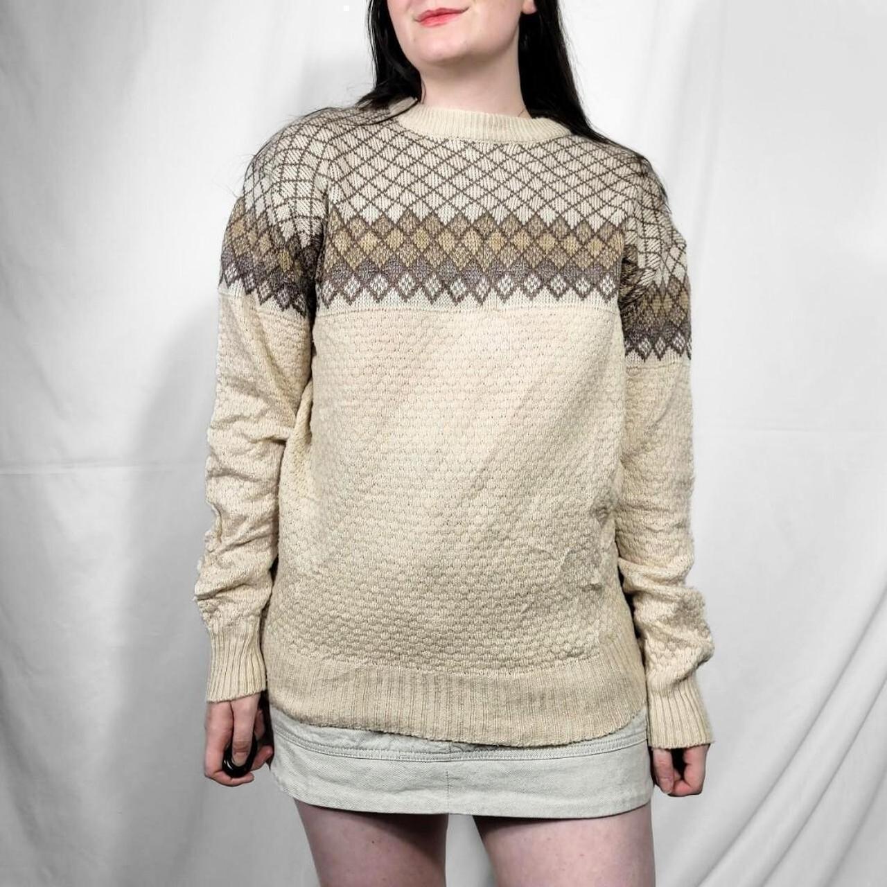 Vintage 80s Cream Ethnic Knit Jumper