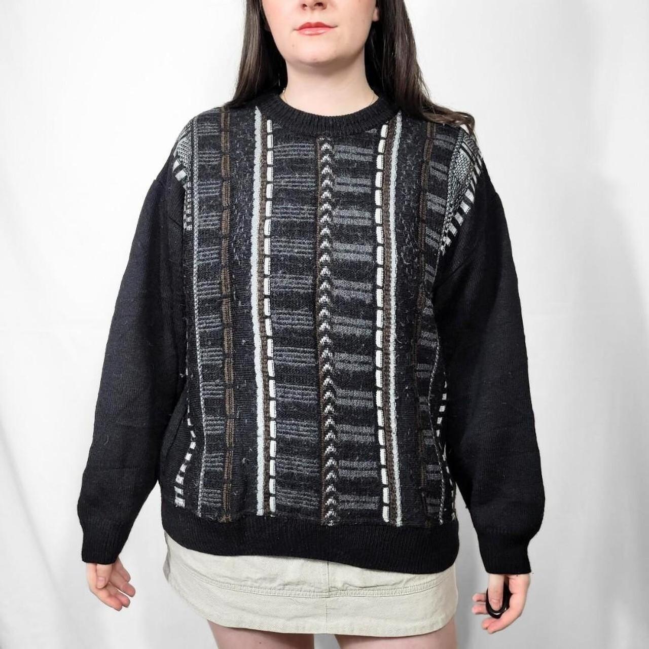 Vintage 80s Black Grunge Pattern Knitted Jumper