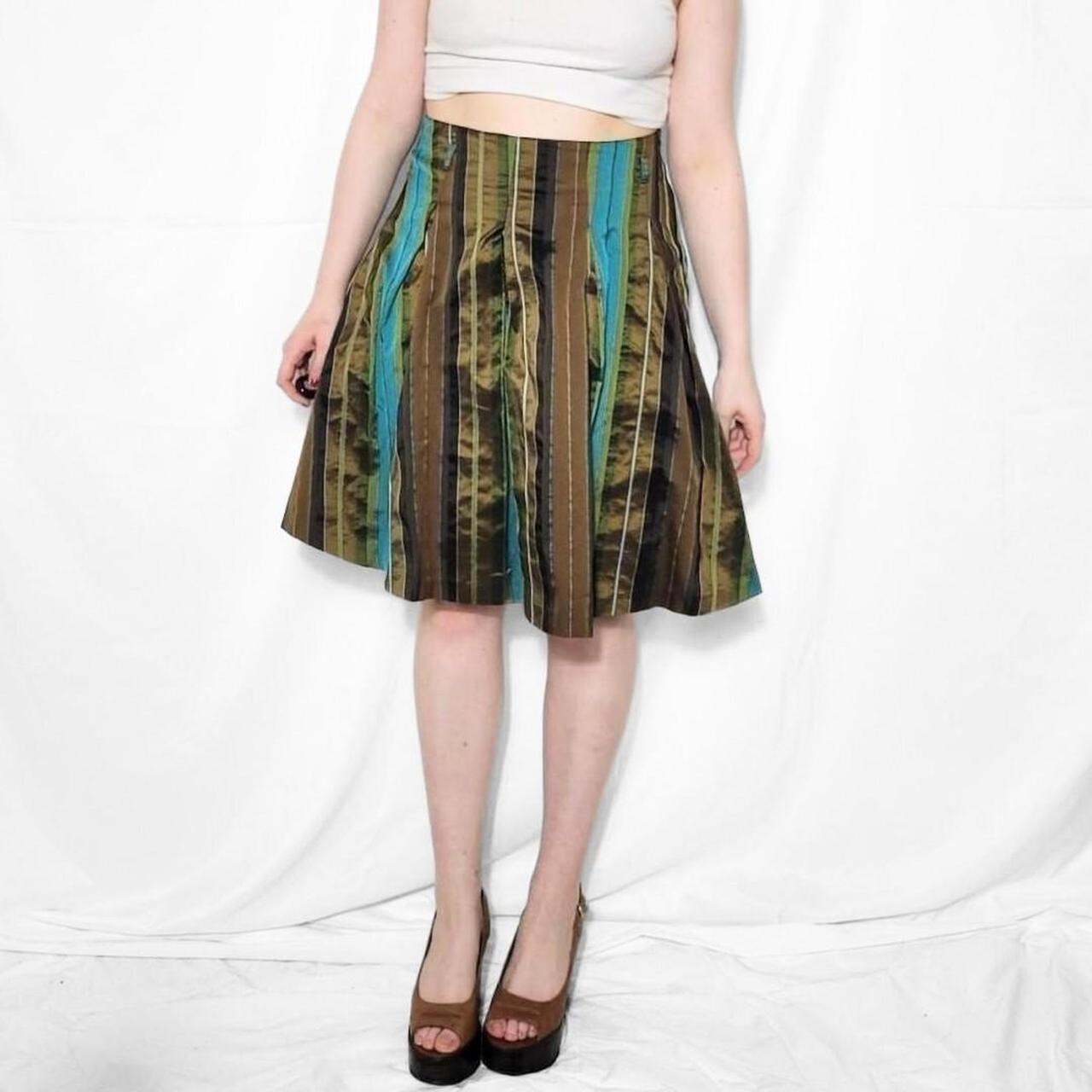 Vintage Y2K Green & Brown Striped Mini Skirt – Oasis