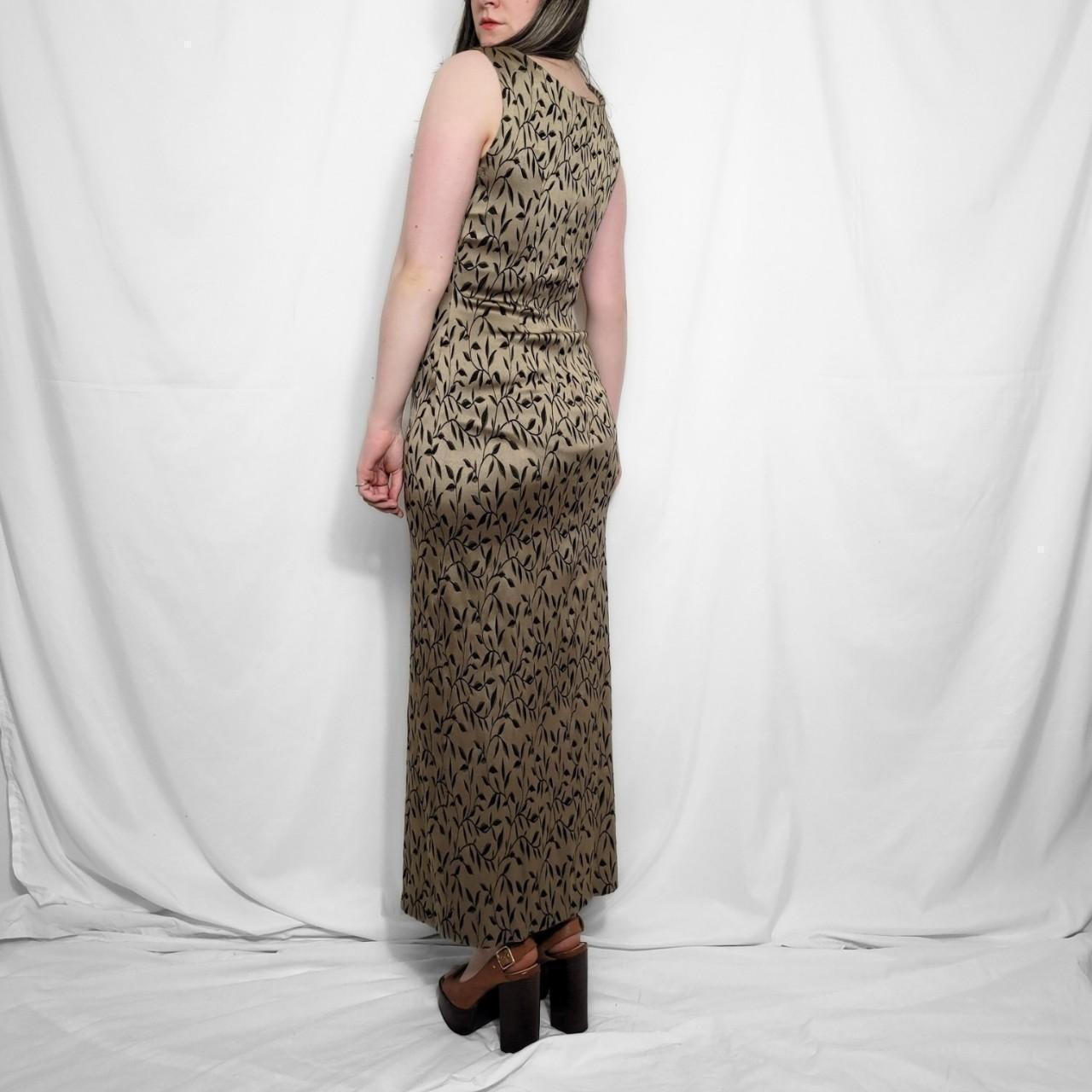 Vintage 90s Gold Floral Sleeveless Maxi Dress