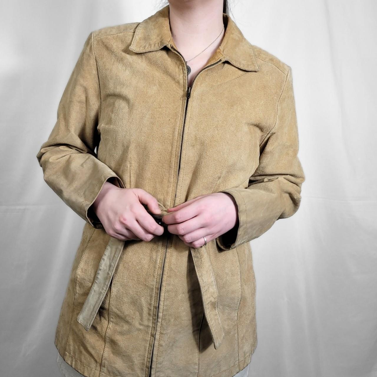 Vintage 90s Tan Suede Jacket With Belt