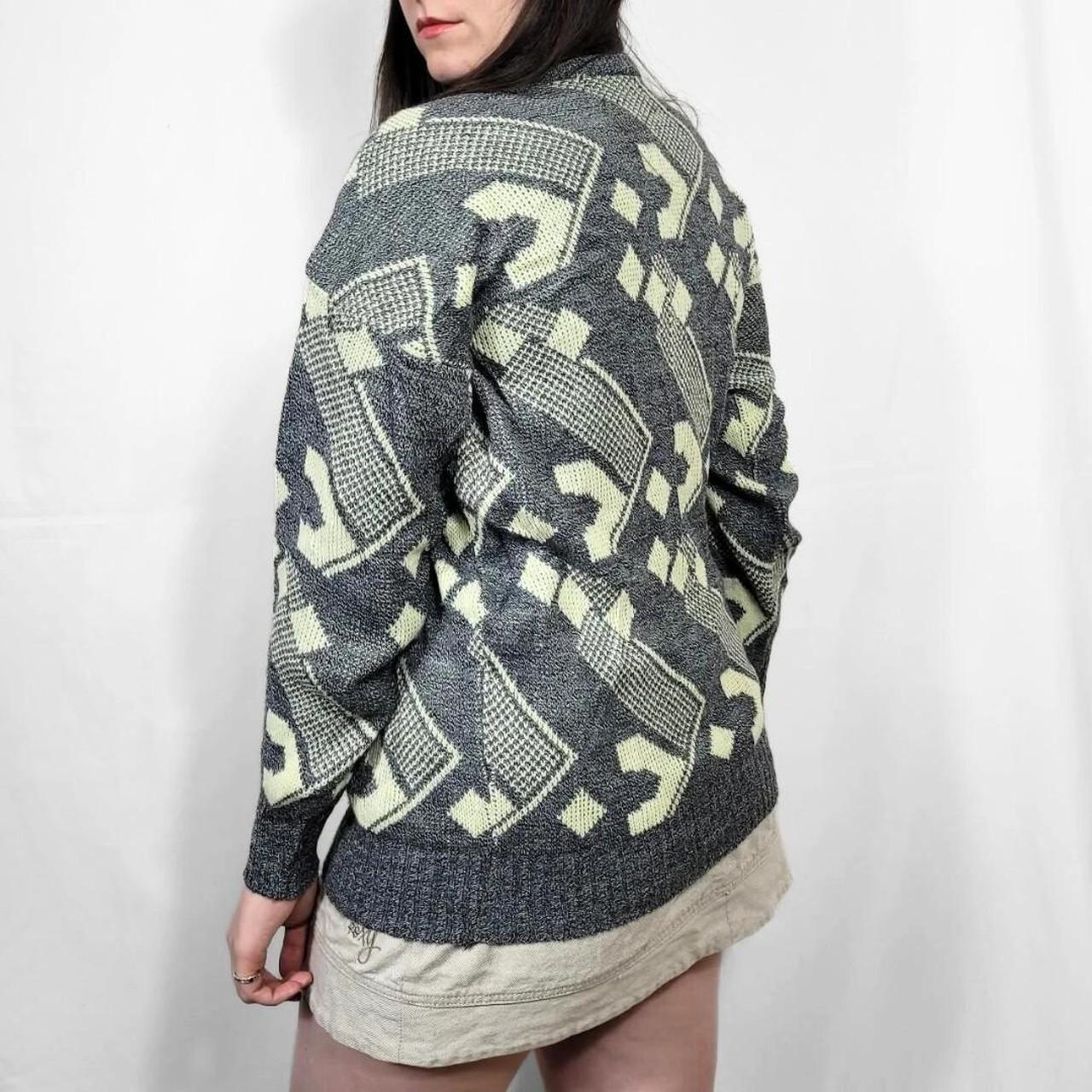 Vintage 80s Grunge Patterned Knit Jumper