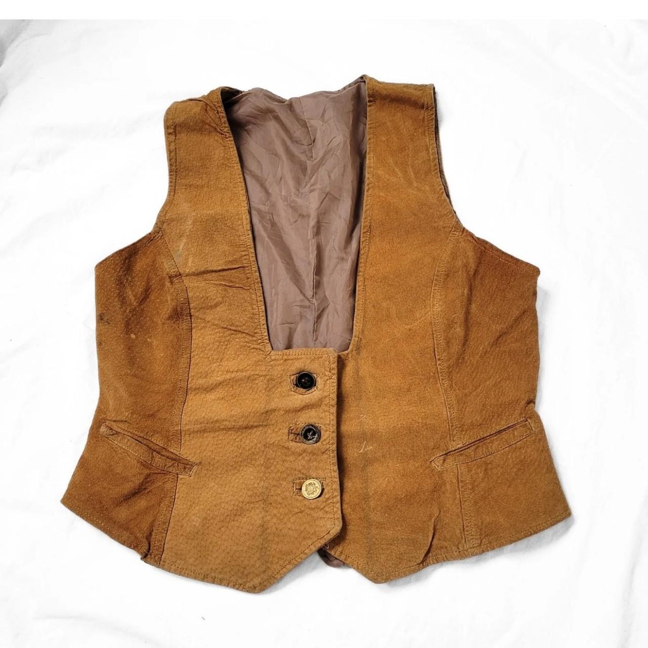Vintage 90s Brown Suede Cropped Waistcoat