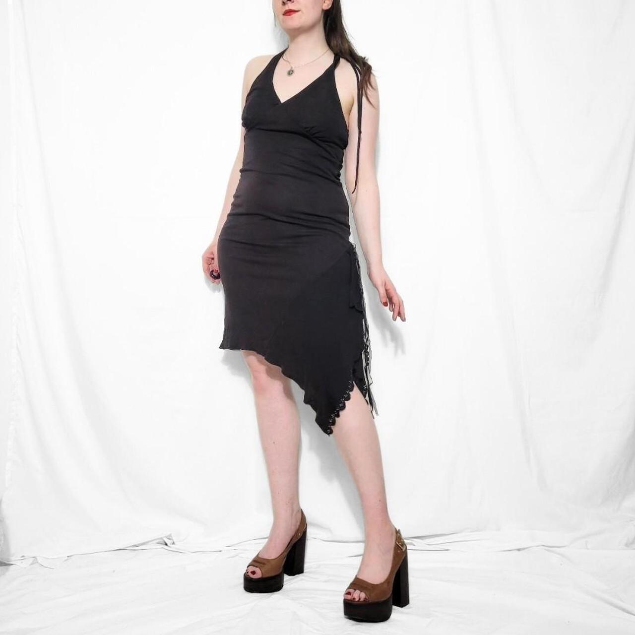 Y2K Black Asymmetrical Halterneck Dress