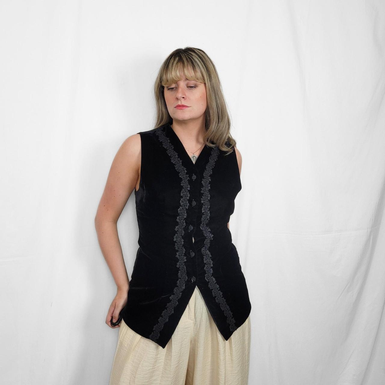 Vintage 90s Black Velvet Embroidered Waistcoat – Woodstock-Inspired by St Michael