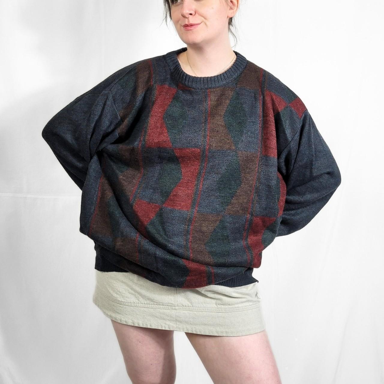 Vintage 90s Grunge Patterned Knitted Jumper