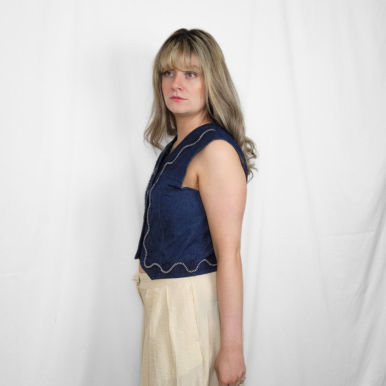 Vintage 90s Western Blue Denim Swirl Waistcoat