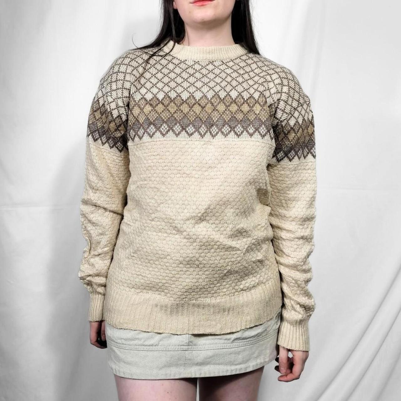 Vintage 80s Cream Ethnic Knit Jumper