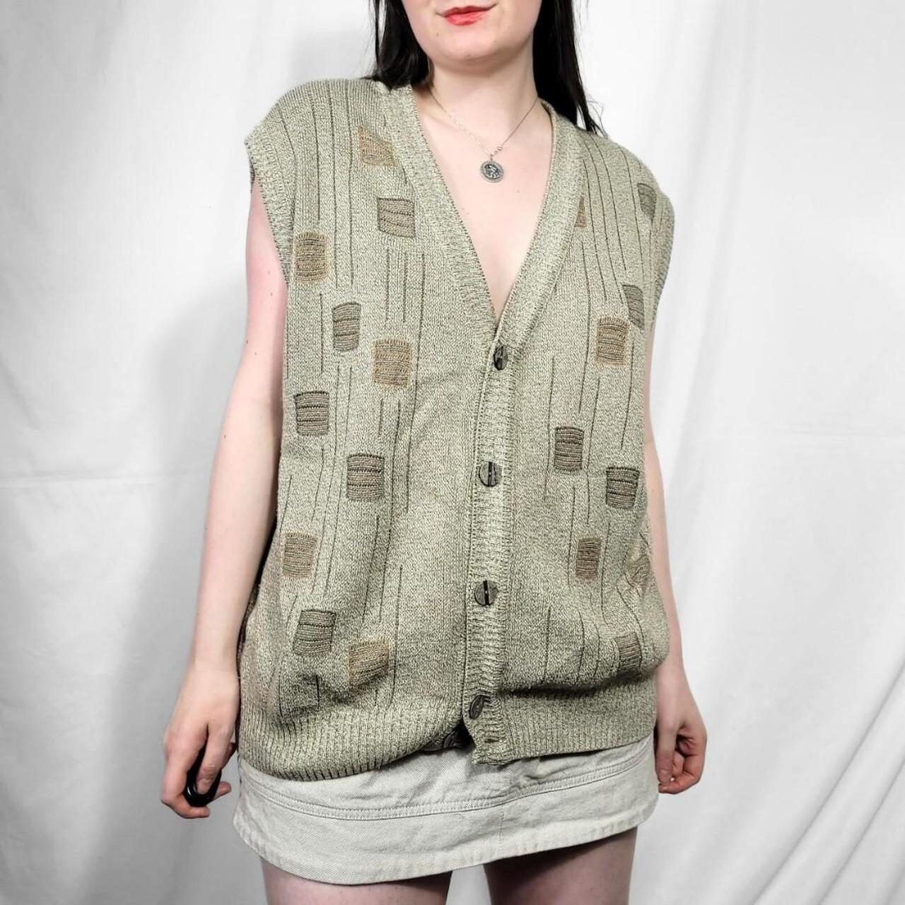 Vintage 80s Grunge Pattern Knit Waistcoat
