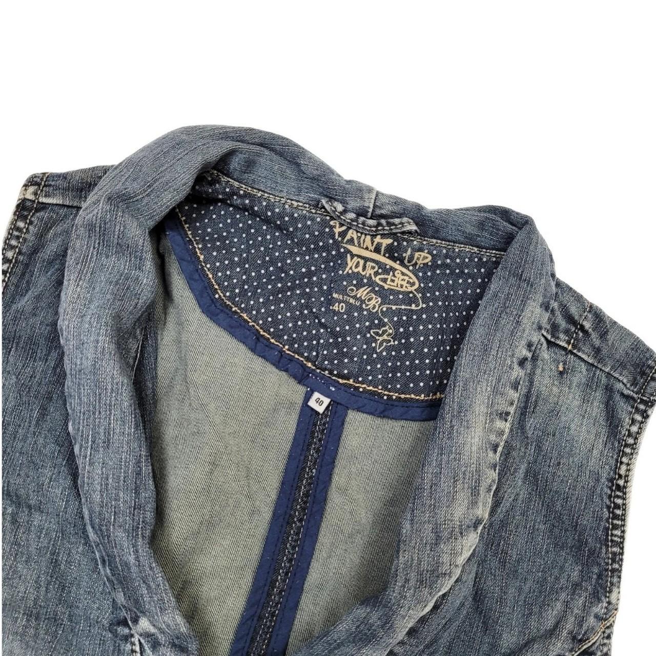 Vintage Y2K Dark Wash Blue Denim Waistcoat Vest with Collar