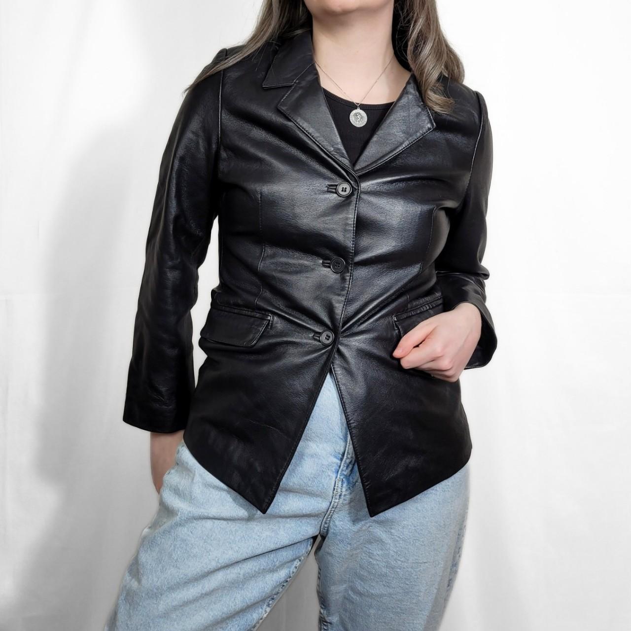 Vintage 90s Black Leather Blazer Jacket