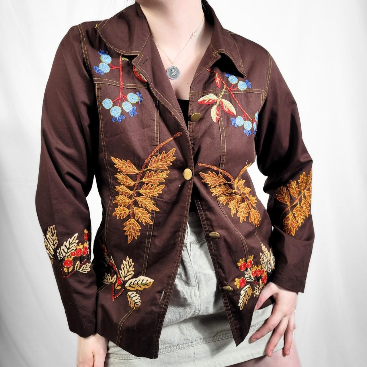 Vintage Y2K Brown Floral Embroidered Western Jacket