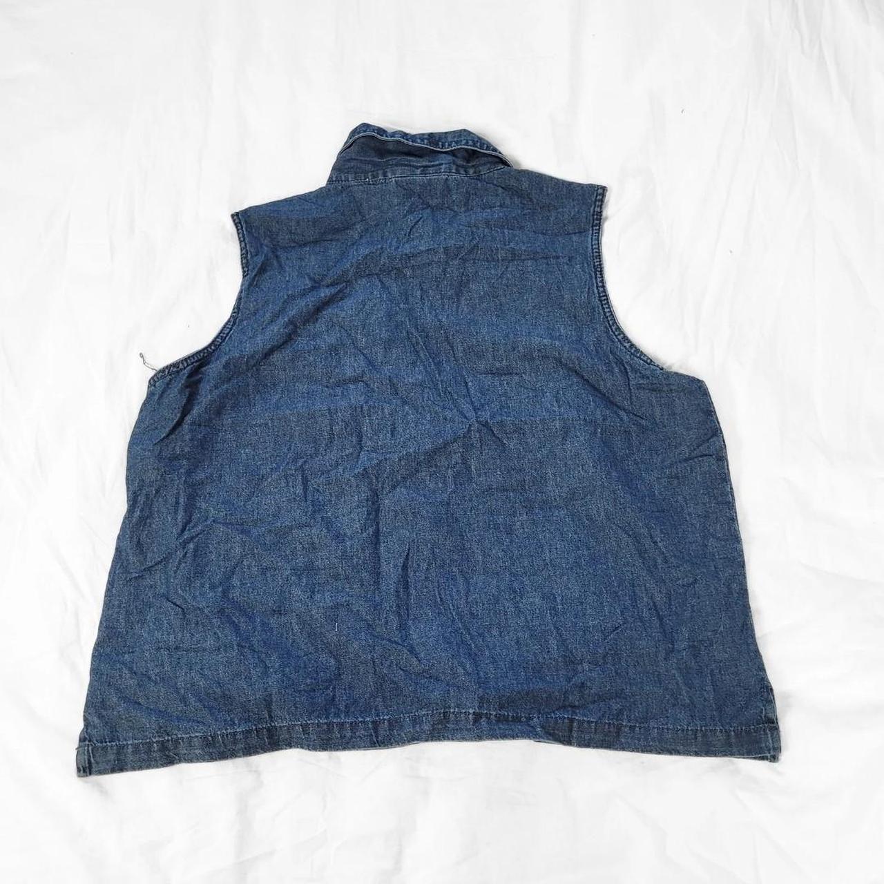 90s Vintage Denim Waistcoat Vest with Floral Embroidery