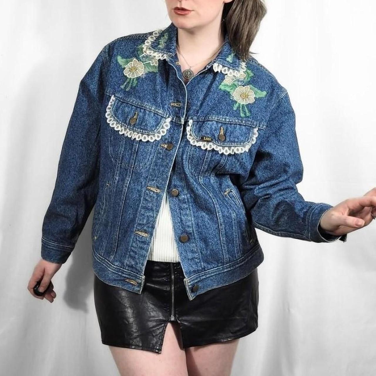 Vintage 90s Lee Floral Pattern DIY Denim Jacket