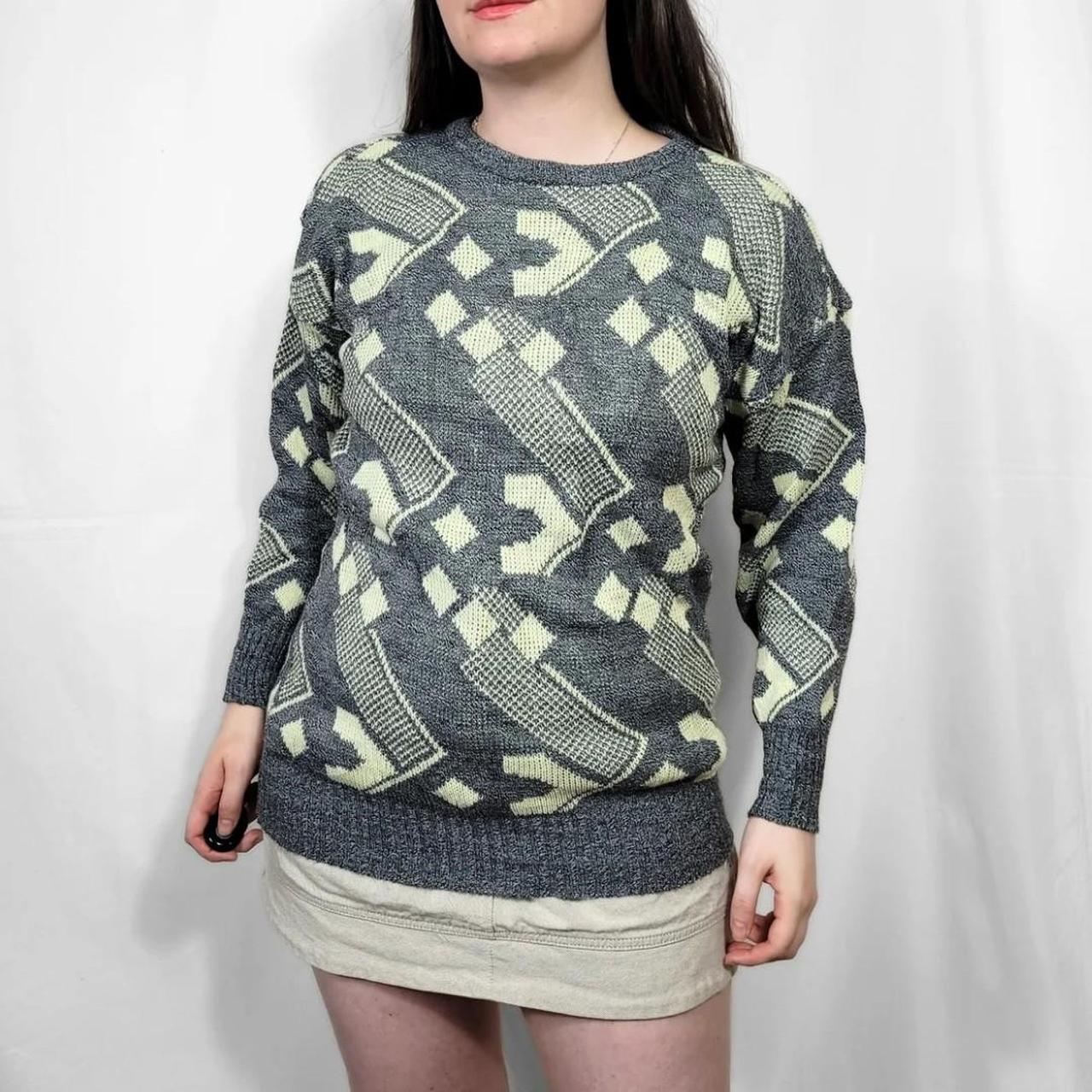 Vintage 80s Grunge Patterned Knit Jumper