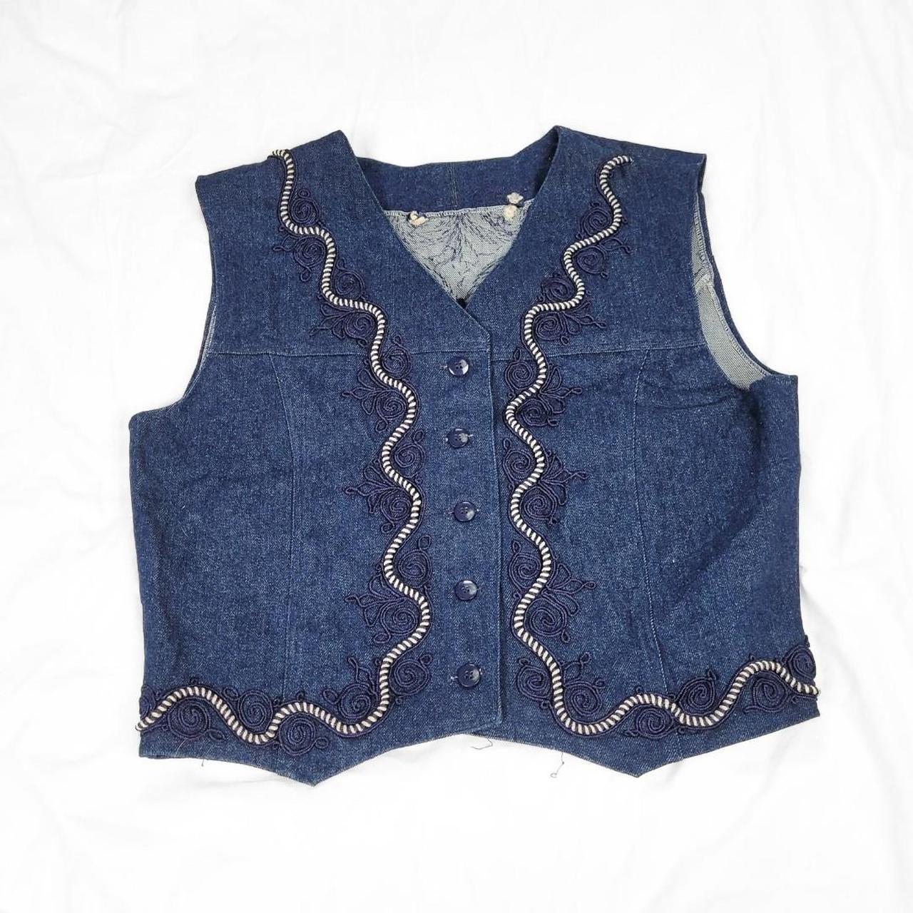Vintage 90s Western Blue Denim Swirl Waistcoat