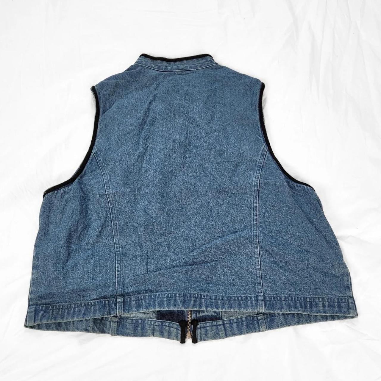 Vintage 90s Denim Waistcoat Vest with Dog, Cactus & Holly Embroidery