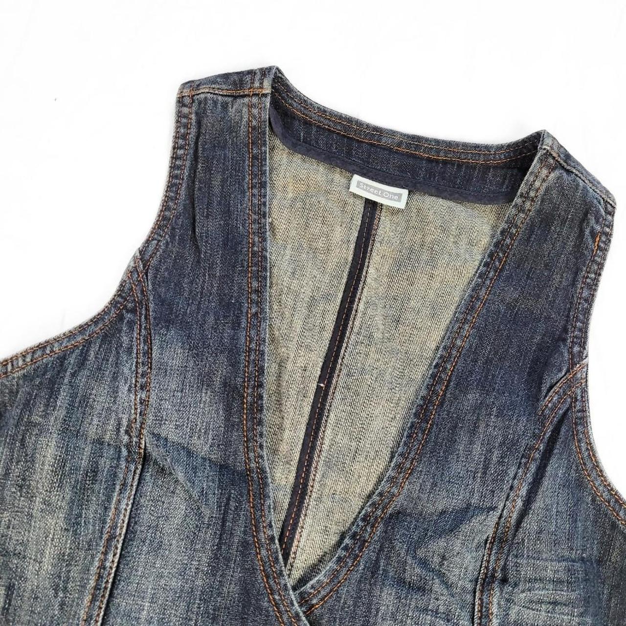 Vintage Y2K Dark Wash Denim Waistcoat Vest – Two-Button Street Style