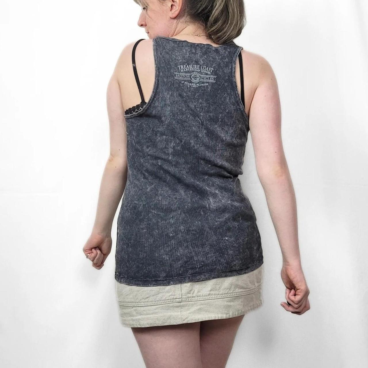 Vintage Y2K Harley Davidson Grey Skull Graphic Tank Top