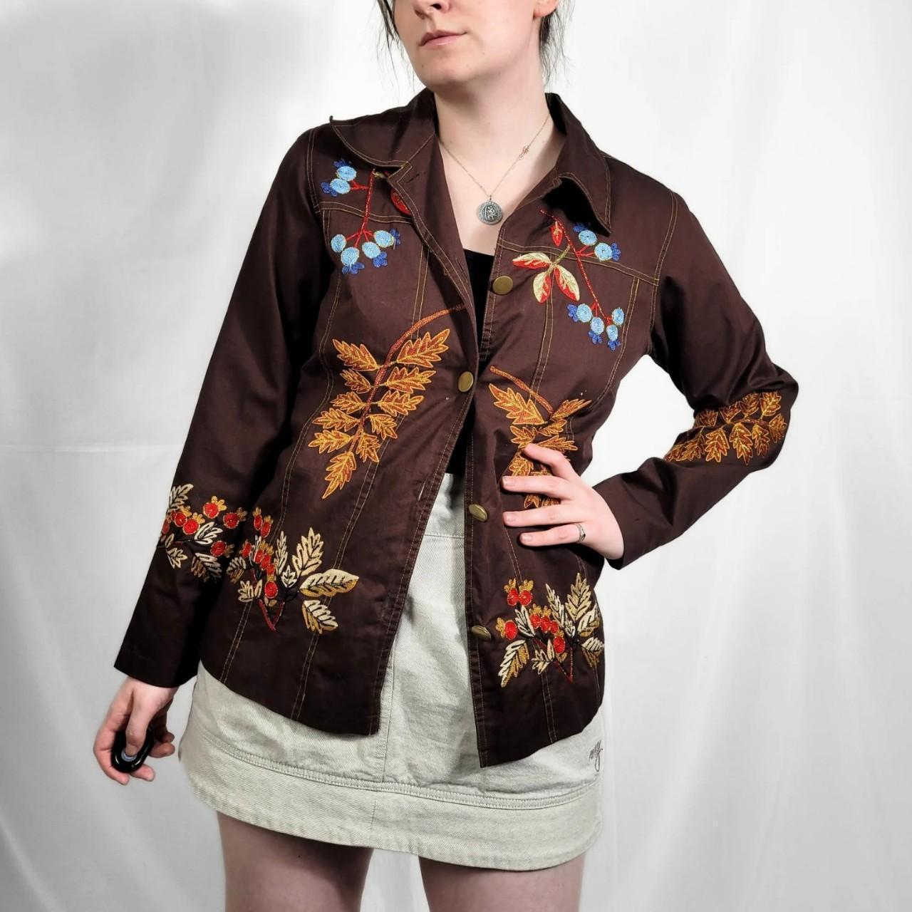 Vintage Y2K Brown Floral Embroidered Western Jacket