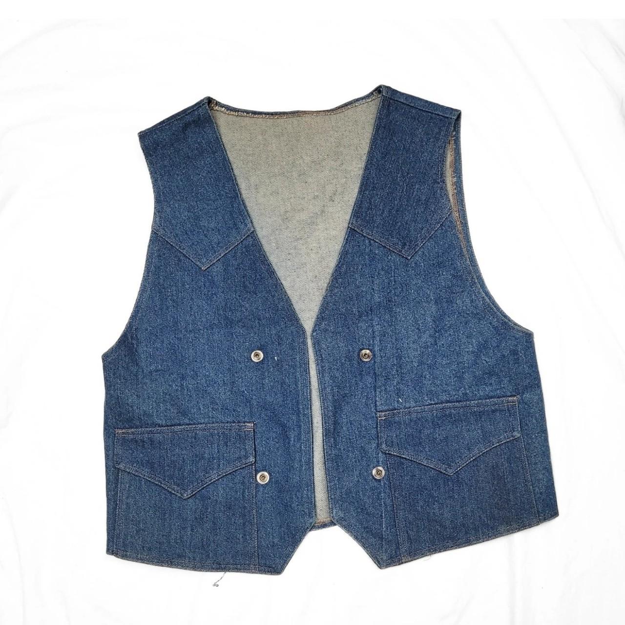 Vintage 90s Dark Wash Blue Denim Western Waistcoat