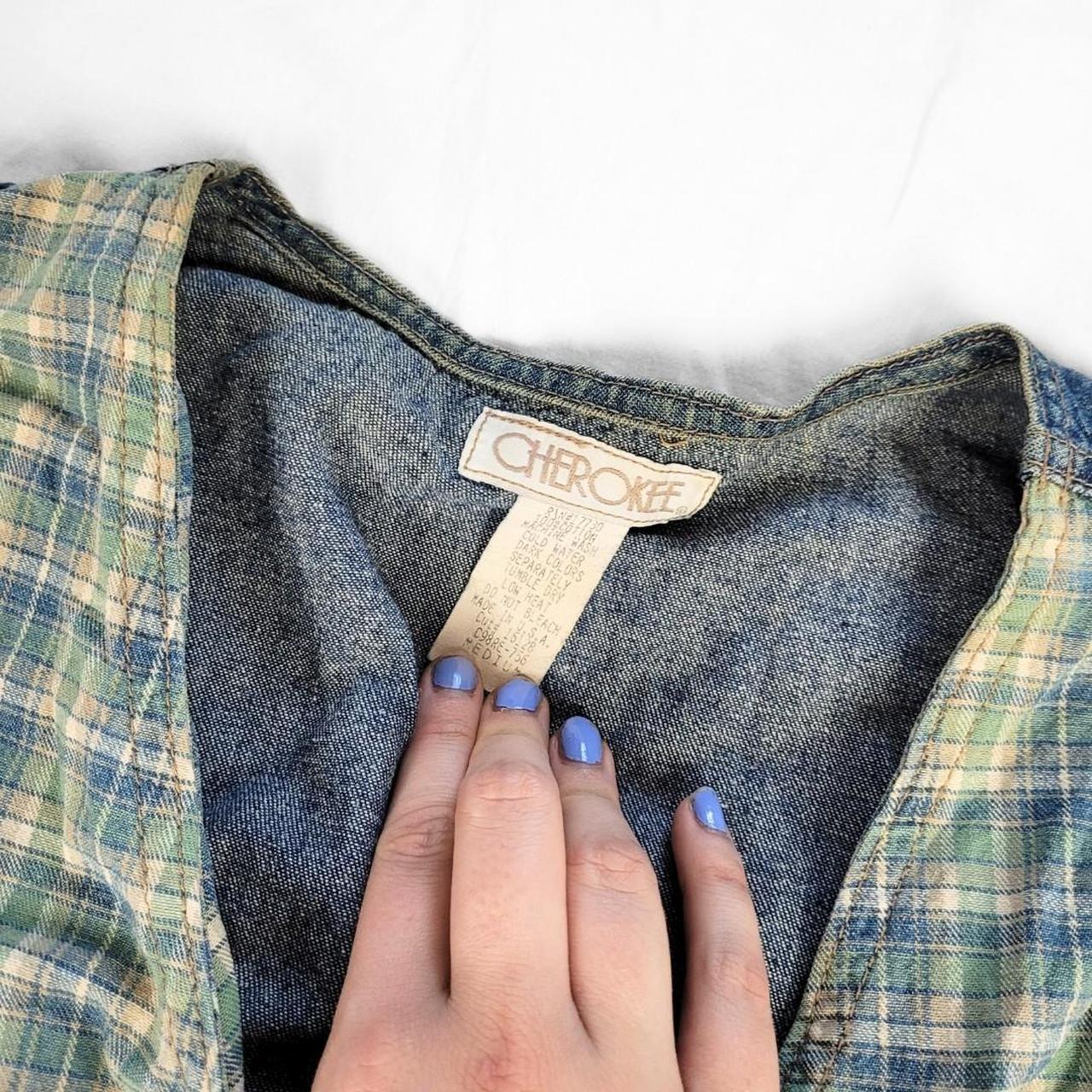 Vintage 90s Denim & Green Gingham Waistcoat – Western Cottagecore Vibes