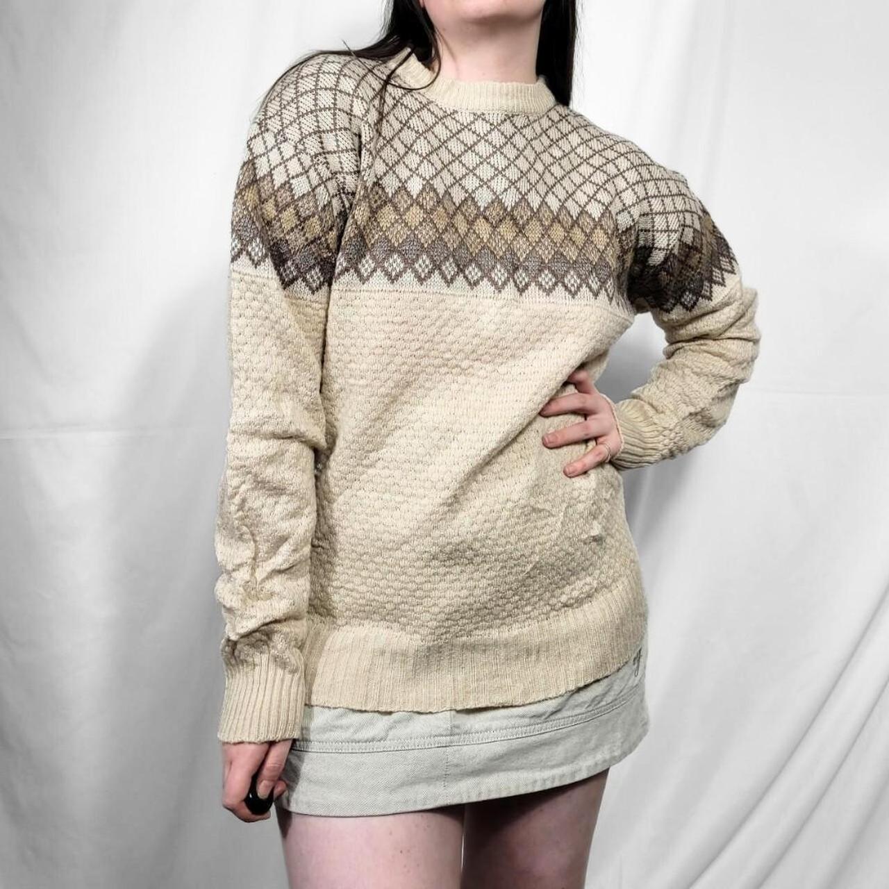 Vintage 80s Cream Ethnic Knit Jumper