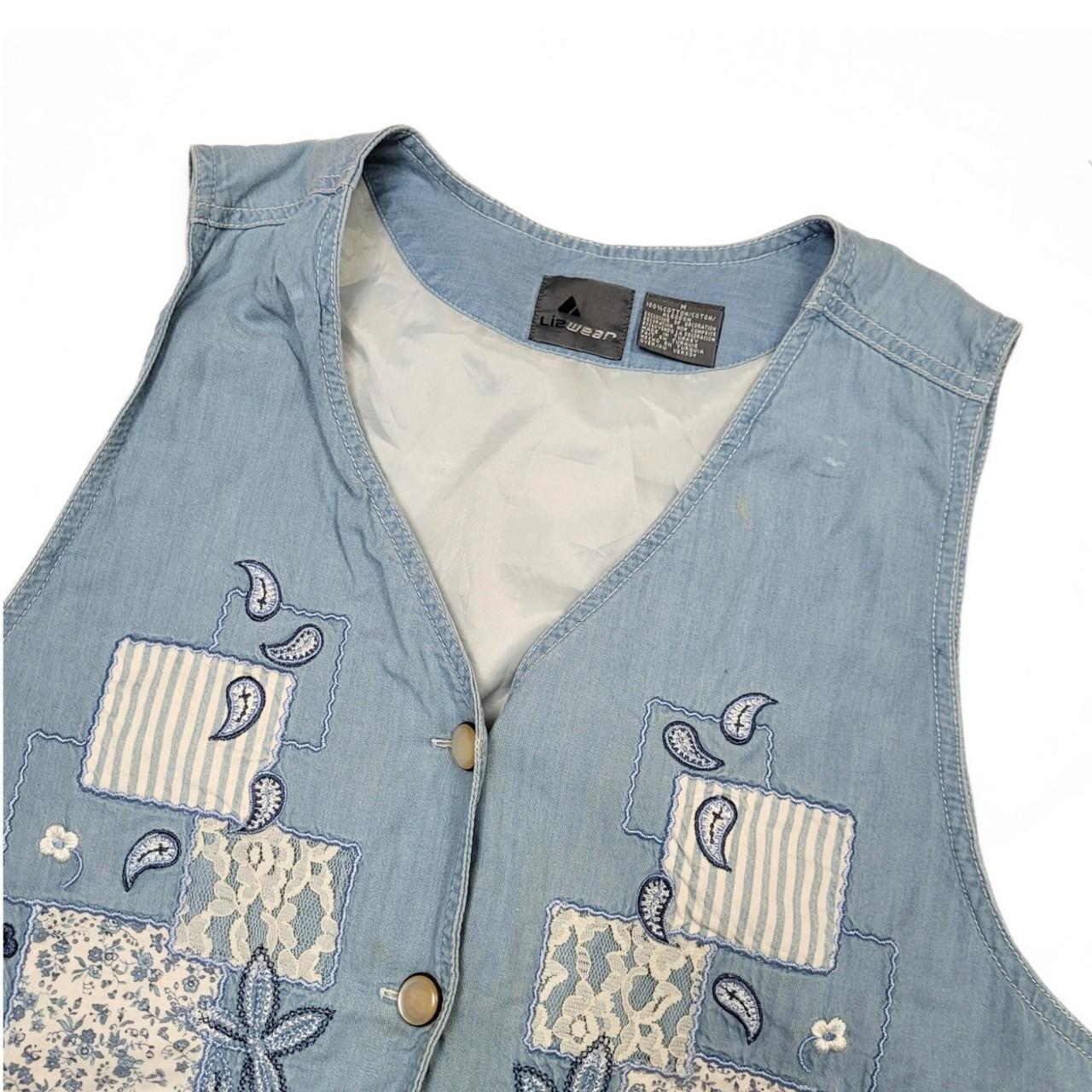 Vintage Y2K Light Blue Patchwork Floral Waistcoat