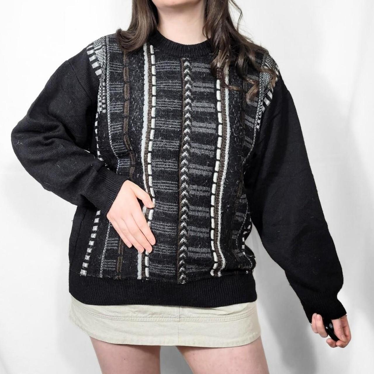 Vintage 80s Black Grunge Pattern Knitted Jumper