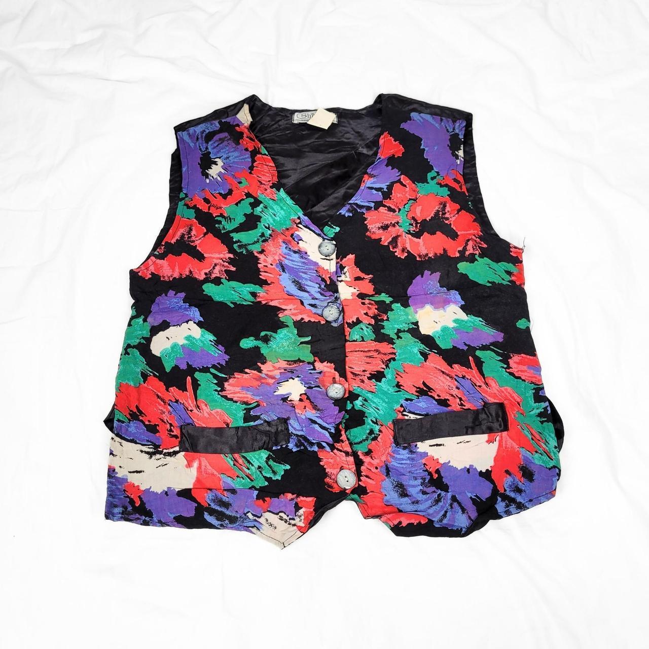 Vintage 90s Black Patterned Waistcoat Vest