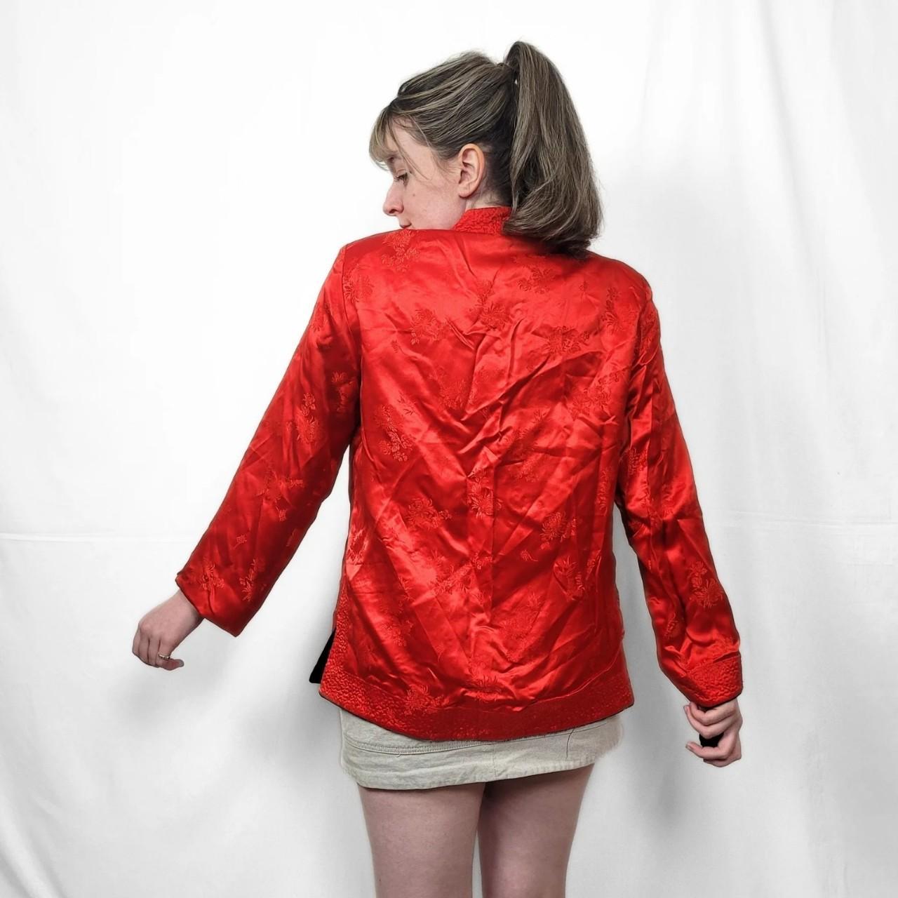 Vintage 90s Black Reverisble Chinese-Style Satin Jacket / Kimono