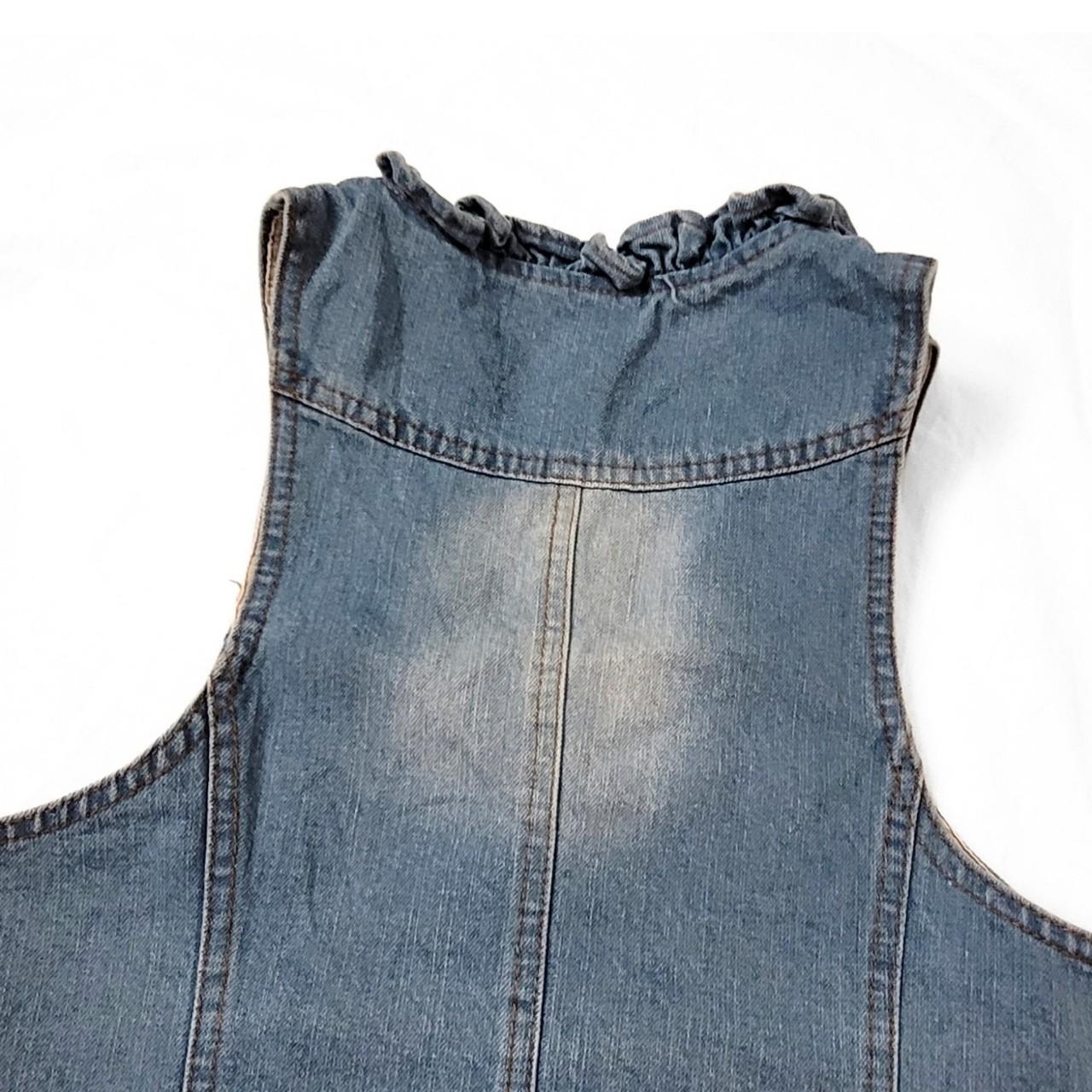 Vintage Y2K Light Blue Ruffle Denim Waistcoat / Vest