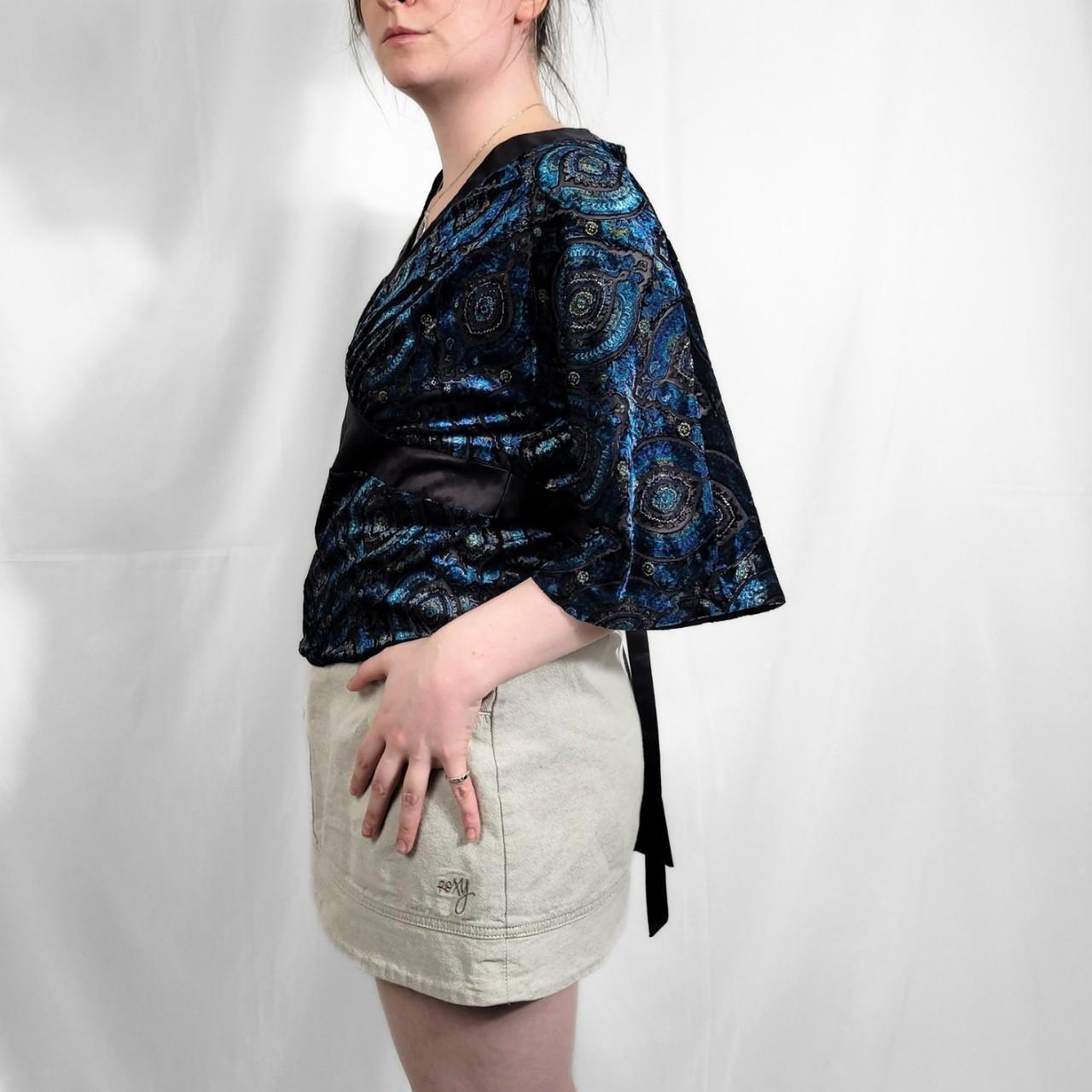 Vintage Y2K Paisley Print Velvet Flare Sleeve Top – Marks & Spencer