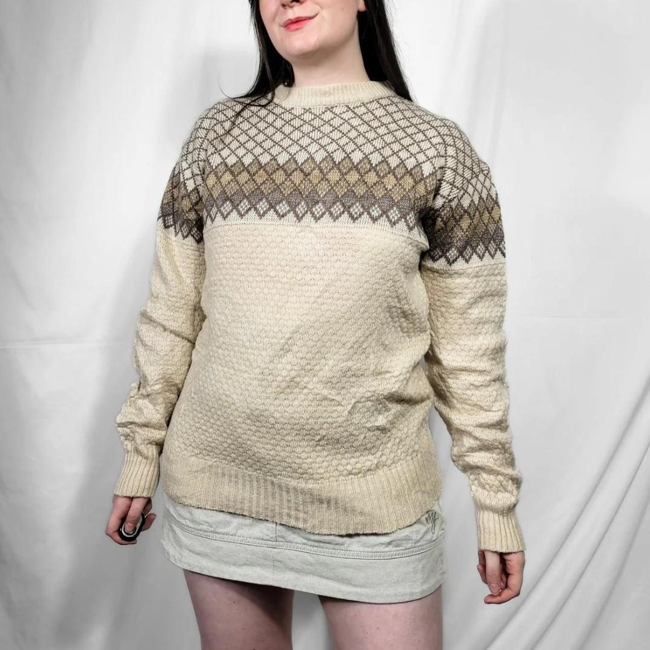 Vintage 80s Cream Ethnic Knit Jumper
