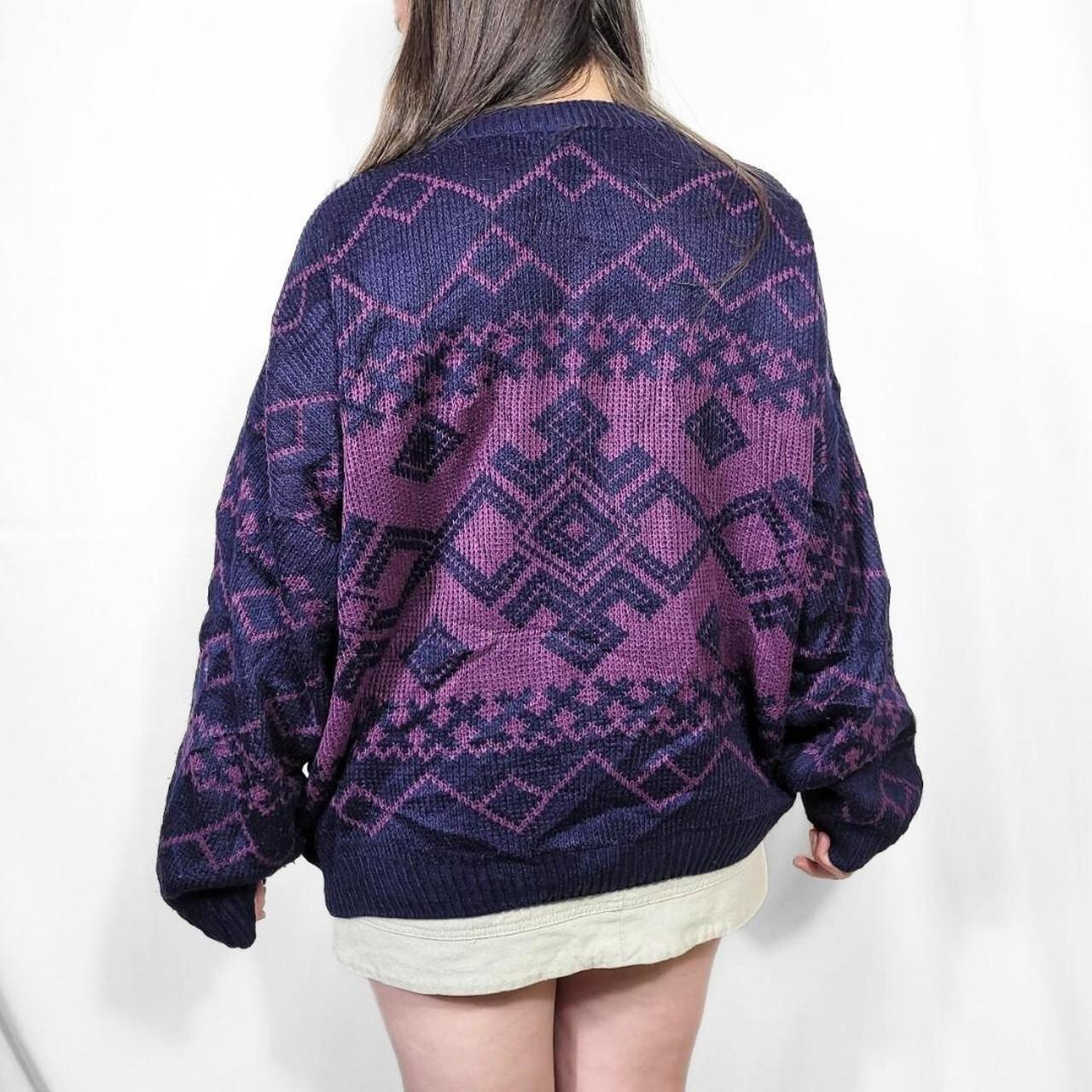Vintage 80s Purple Funky Knit Jumper - St Michael