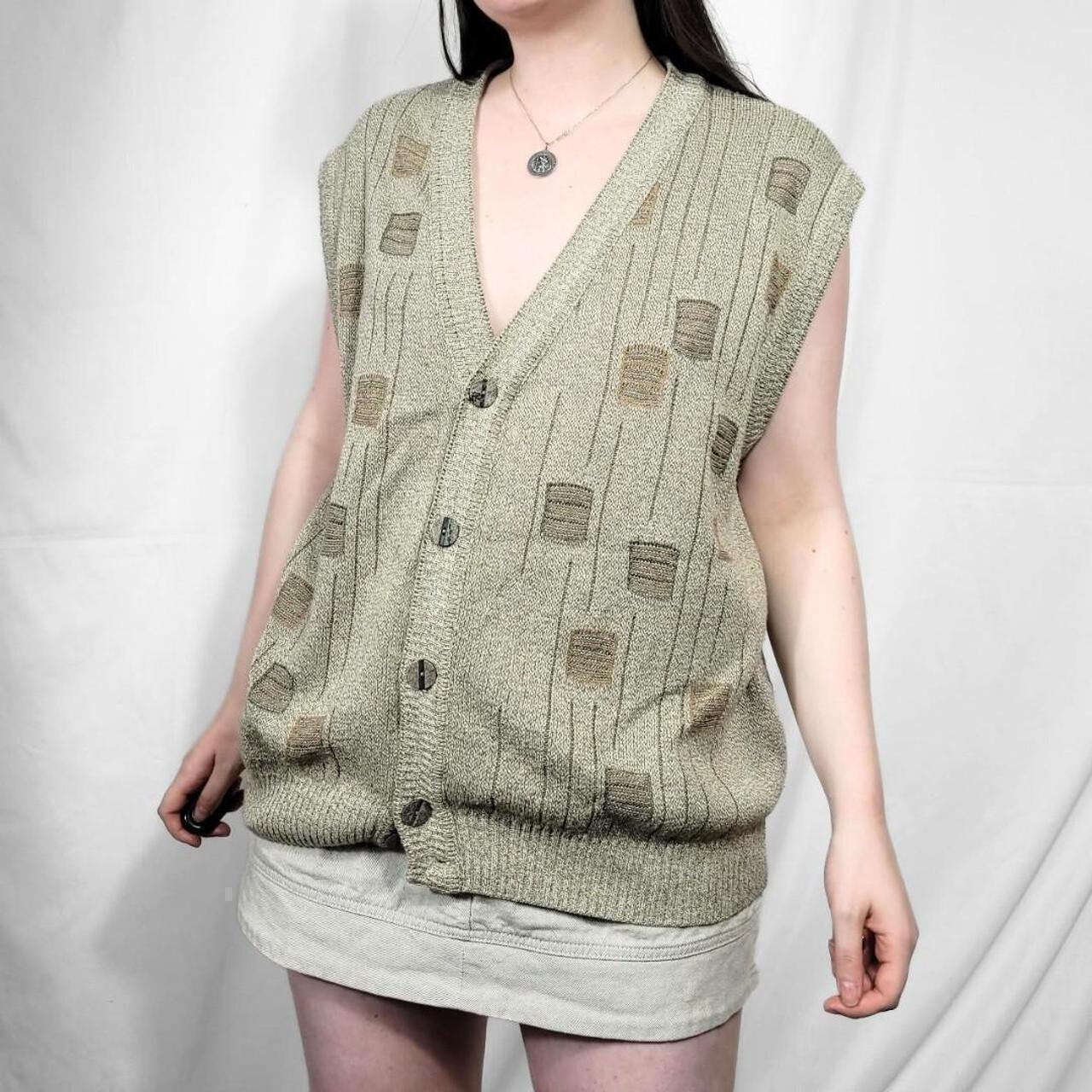 Vintage 80s Grunge Pattern Knit Waistcoat