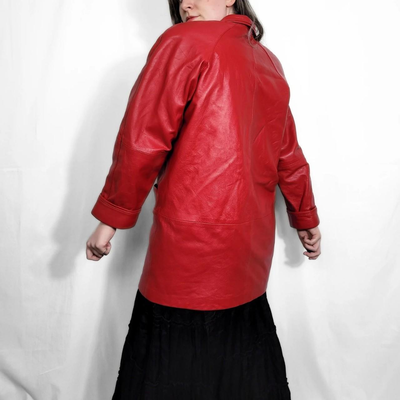 Vintage 80s Red Leather Blazer Jacket / Coat