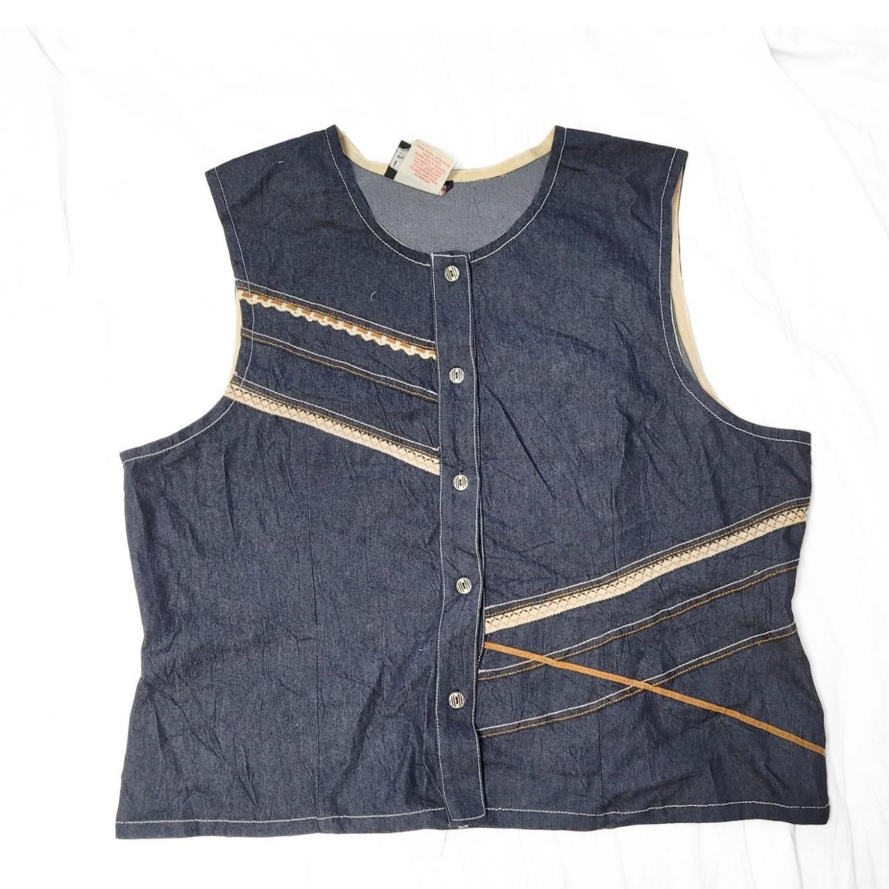 Vintage 90s Navy Blue Denim Button Up Vest / Waistcoat
