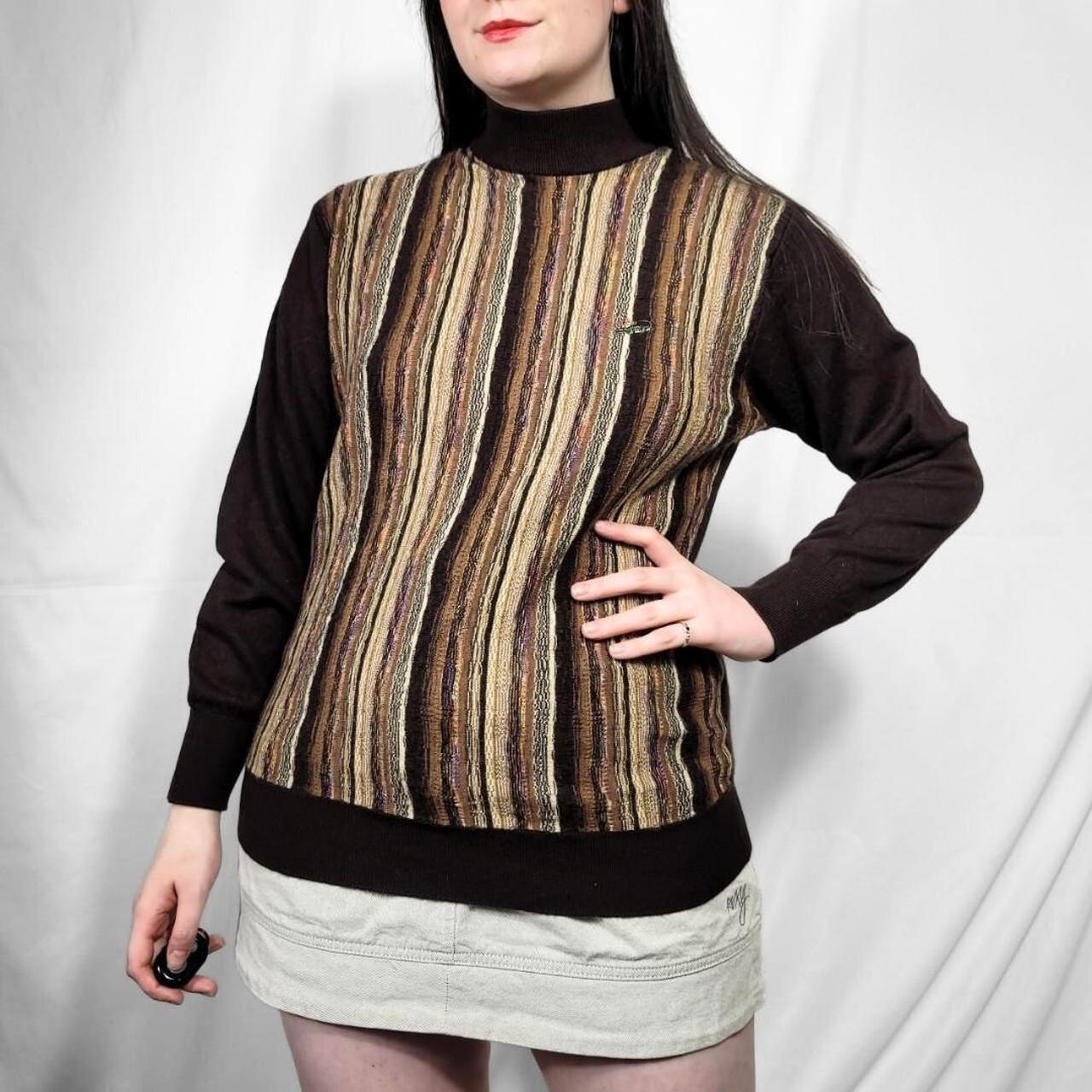 Vintage 80s Brown Stripe Knit Jumper