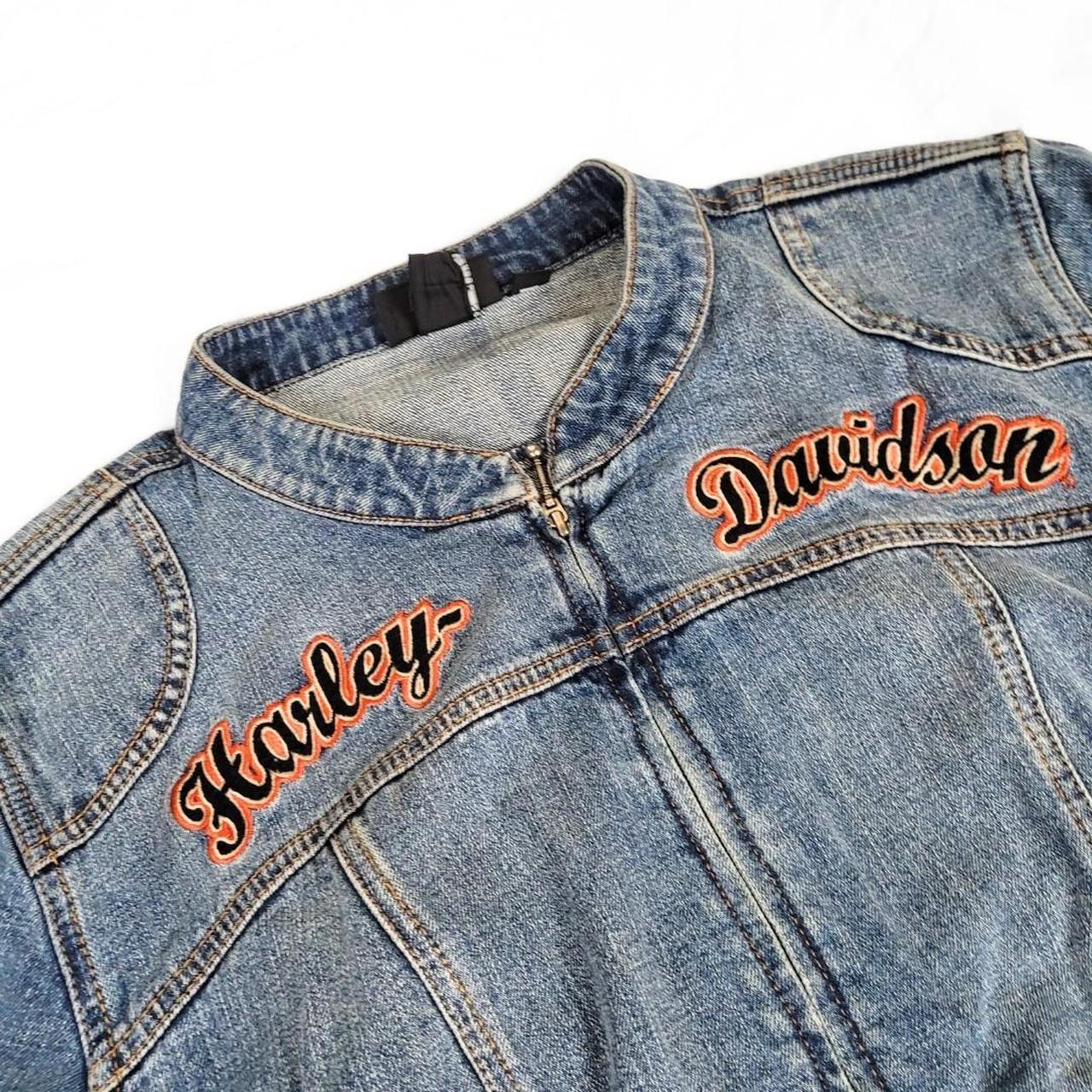 Vintage Y2K Harley Davidson Denim Bomber Jacket