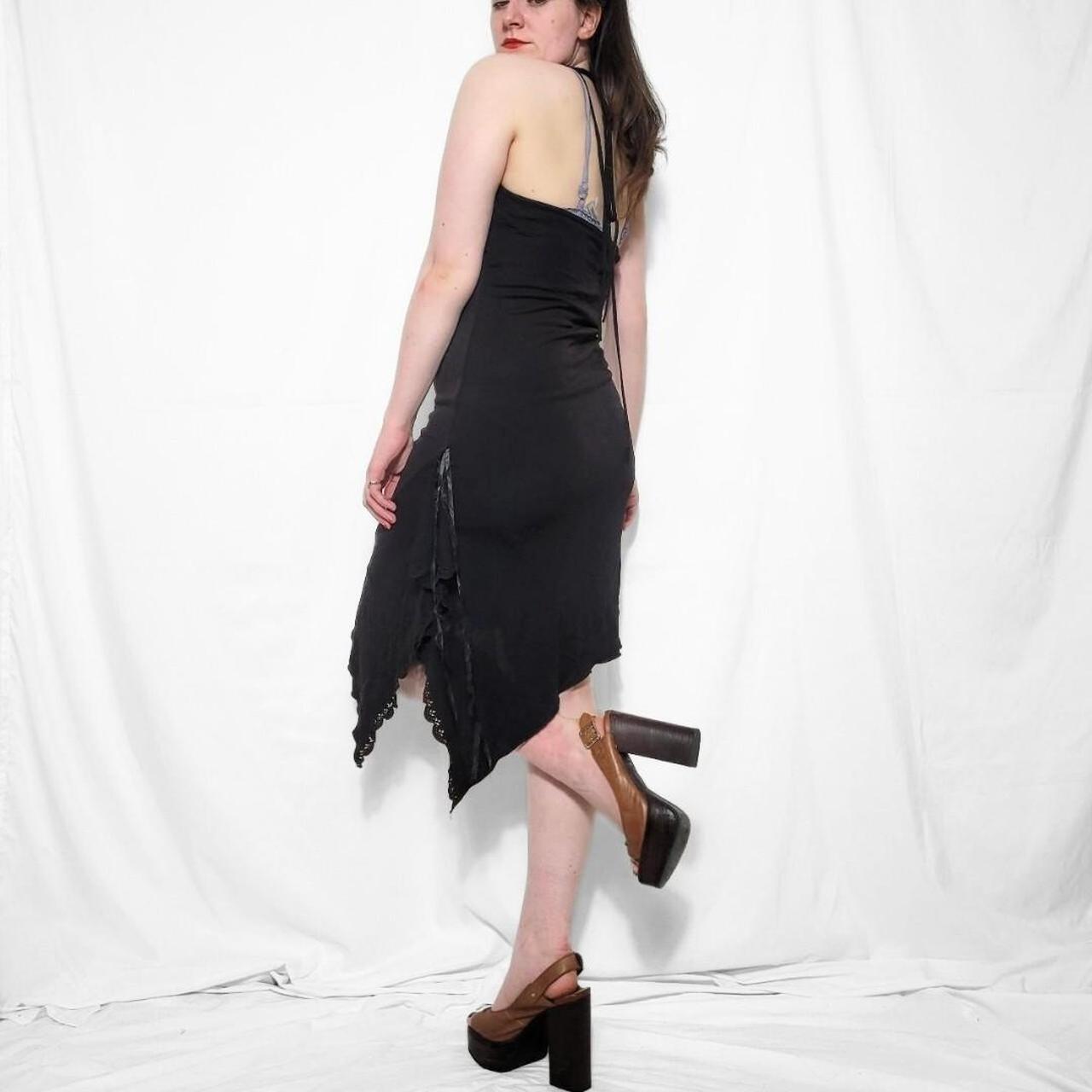 Y2K Black Asymmetrical Halterneck Dress