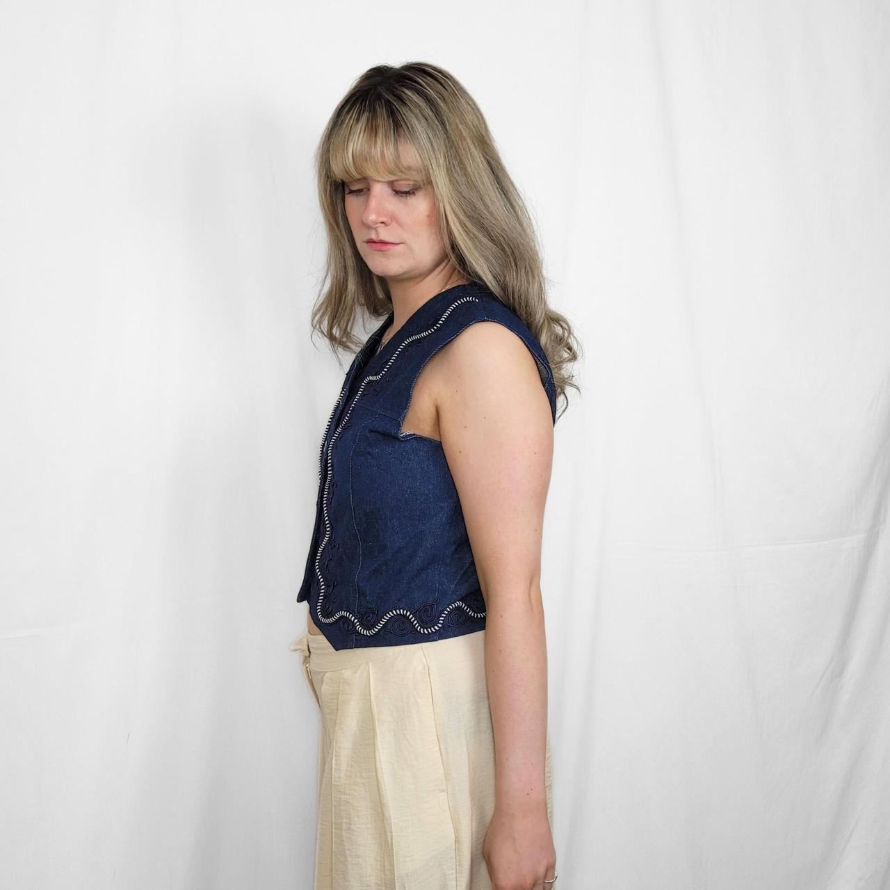 Vintage 90s Western Blue Denim Swirl Waistcoat