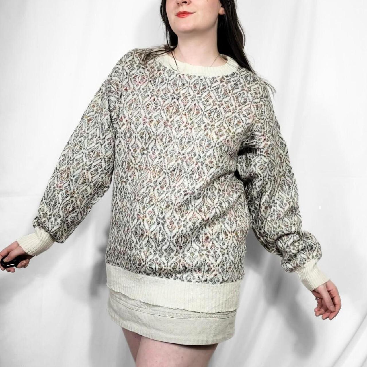 Vintage 80s Cream Pattern Knit Jumper
