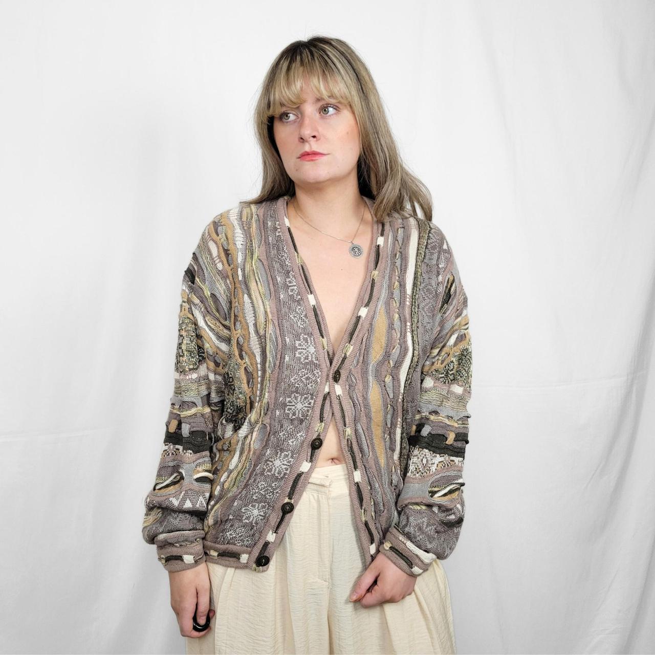 Vintage 90s Brown Coogi Style Knitted Cardigan