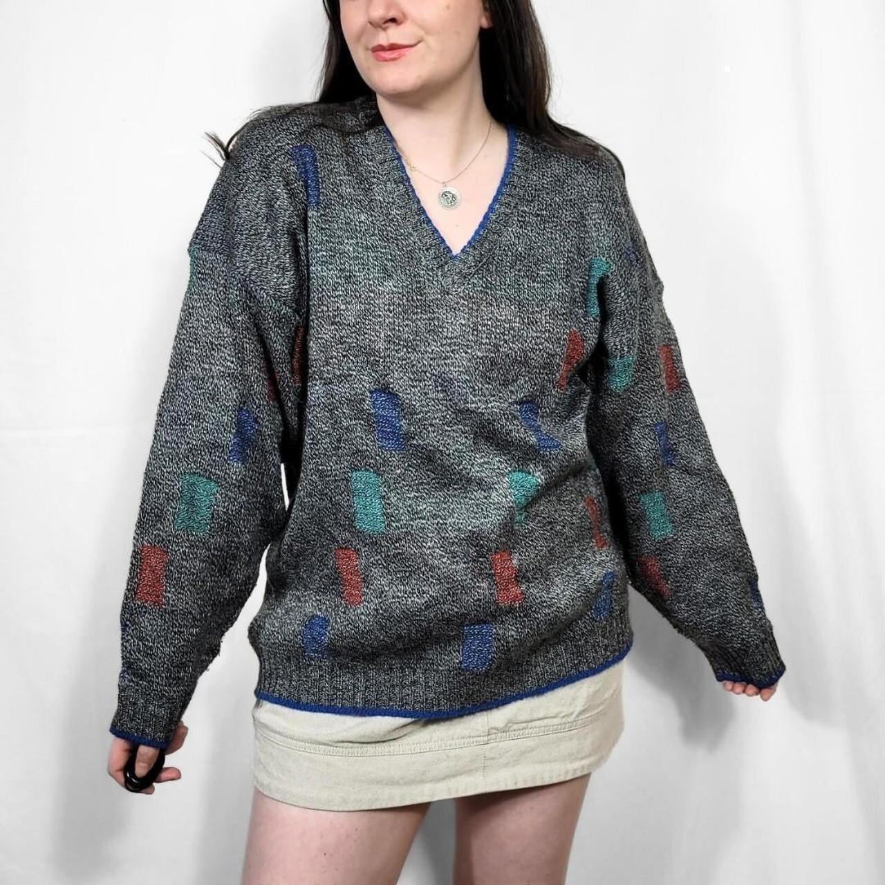 Vintage 80s St Michael Funky V-Neck Knit Jumper