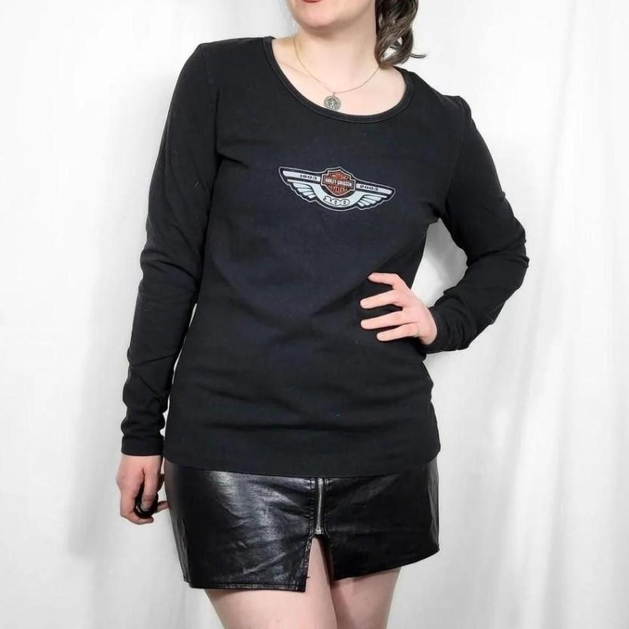 Vintage Y2K Black Harley Davidson Long Sleeve Top