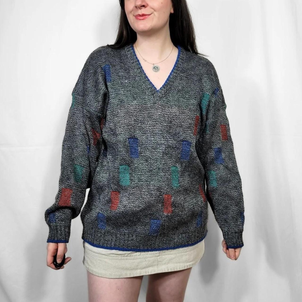 Vintage 80s St Michael Funky V-Neck Knit Jumper