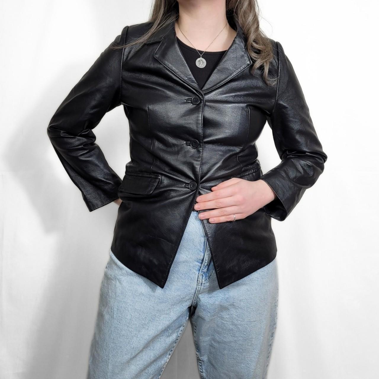 Vintage 90s Black Leather Blazer Jacket